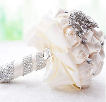 Load image into Gallery viewer, Crystal Jewelry Adorned Wedding Ribbon Bouquet
