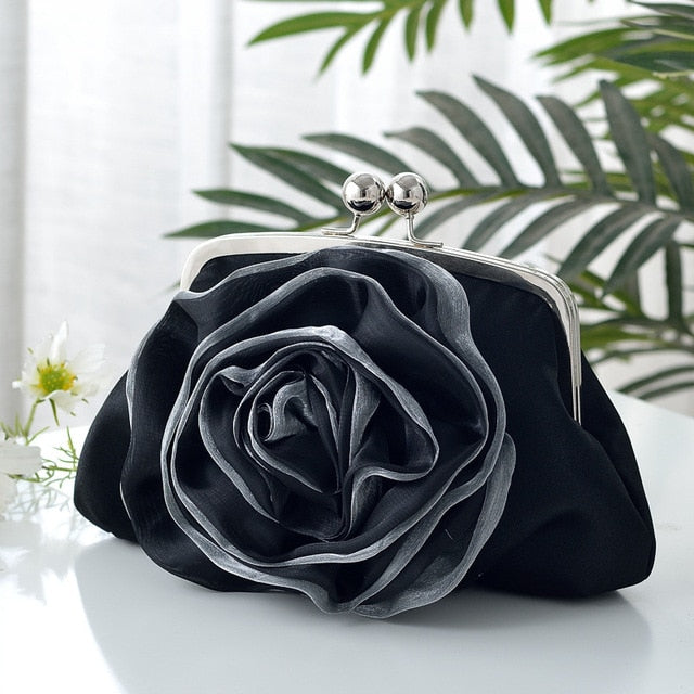 Ladies Flower Clutch Bag - Elegant Evening Bag - Small Bridal