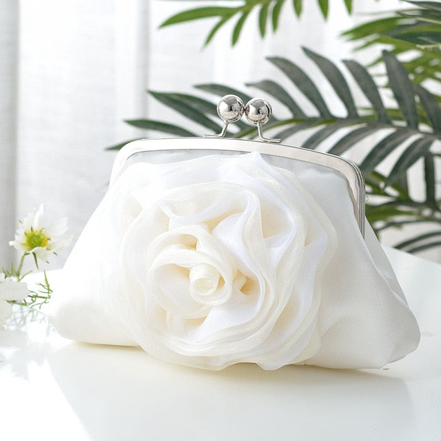 Ladies Flower Clutch Bag -  Elegant Evening Bag - Small Bridal Clutch Purse