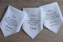 Load image into Gallery viewer, Personalized Wedding Handkerchief-Father of the Bride-Mom-Anyone
