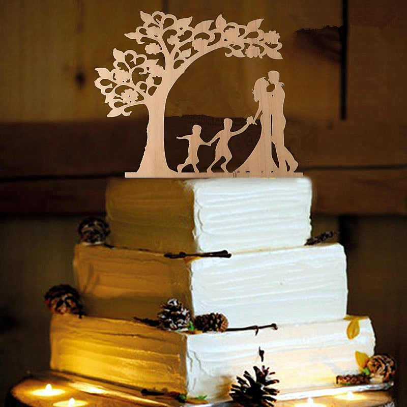 Family Wedding Cake Topper Bride and Groom Cake Toppers with Kids