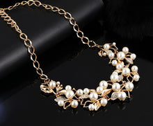 Load image into Gallery viewer, Fashion Jewelry Necklace and Earrings Set - Simulated Pearl Crystal Leaf Necklace
