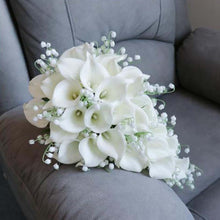 Load image into Gallery viewer, Faux White Calla Wedding Bouquet with Lillies of The Valley
