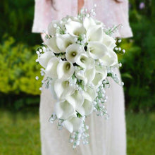 Load image into Gallery viewer, Faux White Calla Wedding Bouquet with Lillies of The Valley
