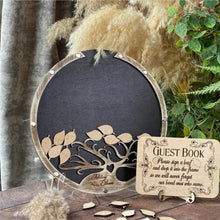 Load image into Gallery viewer, Leaf Design Round Wood Wedding Wish Drop Frame- Guestbook Alternative
