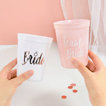 Load image into Gallery viewer, Team Bride Pink-White Plastic Drinking Party Cups for Bridal Shower-Bachelorette Party
