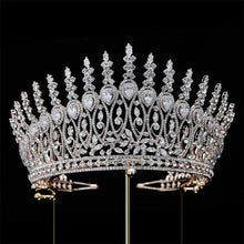 Load image into Gallery viewer, High-end Large Crown-Hair Ornament Bridal-Headwear-Baroque Cubic Zirconia Tiara
