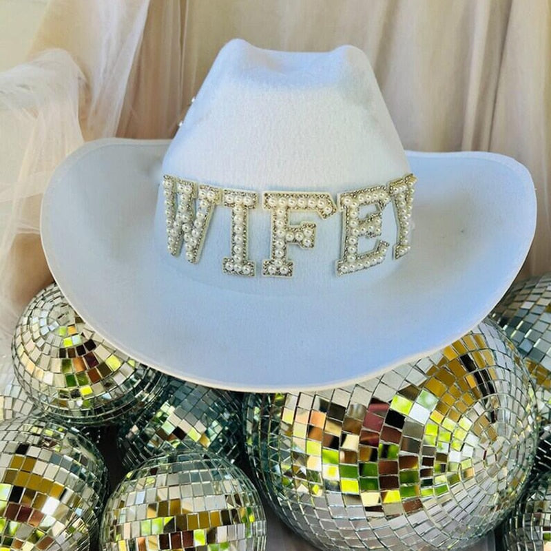 Wifey Cowboy Hat Country Western-Cowgirl Bachelorette Party- Bridal Shower-Bride Gift