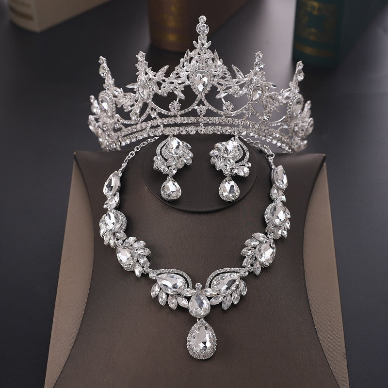 Sparkle Time Rhinestone Bridal Tiara and Jewelry Set-Crown-Earrings-Ne ...