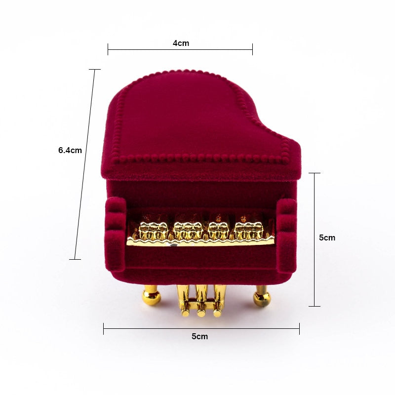 Unique Piano Velvet Jewelry Box - Wedding Ring Box - Gift Box for Jewelry Any Occasion