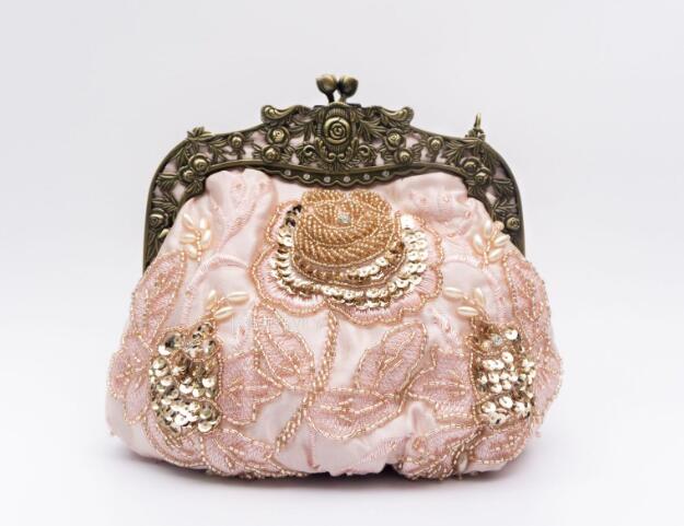 Lovely Beaded Embroidered Vintage Evening Bag-Sequined Clutch