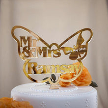 Load image into Gallery viewer, Customized-Personalized Butterfly Shape Wedding Cake Topper for Wedding-Mis Quince Party
