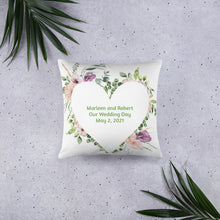 Load image into Gallery viewer, Personalized Heart Wedding Keepsake Gift Pillow
