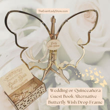 Load image into Gallery viewer, butterfly guest wish drop frame - guest book alternative

