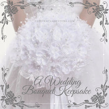 Load image into Gallery viewer, white ribbon and peals bridal bouquet
