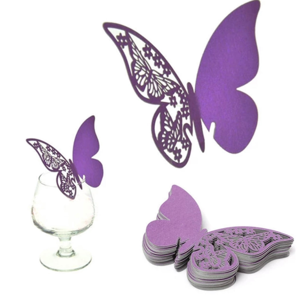 Wine Glass Butterfly Decorations- Name Place Card