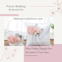 Load image into Gallery viewer, pink rose ring bearer pillow and flower girl basket
