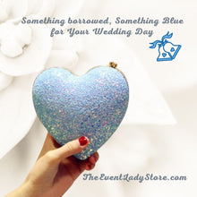 Load image into Gallery viewer, blue bridal heart clutch purse
