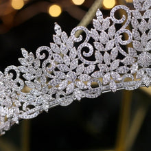 Load image into Gallery viewer, Vintage Swirl Queen Tiara-Bridal Headpiece- Cubic Zirconia Wedding Crown
