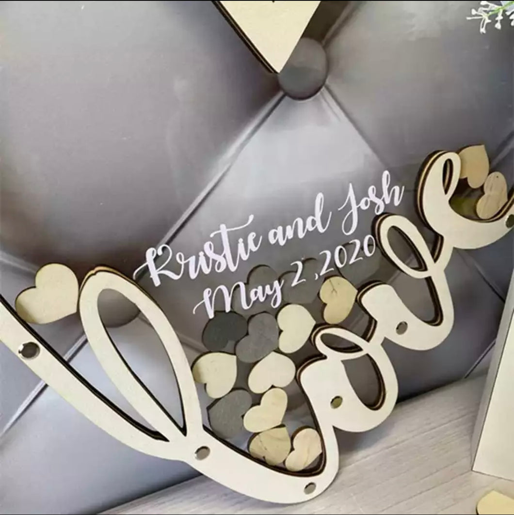 Personalized Love Heart Wish Drop Box Wedding Guest Book Alternative