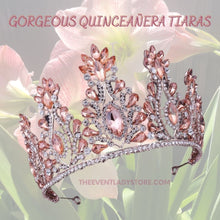 Load image into Gallery viewer, crystal tiaras for bride or quinceañeras in assorted colors
