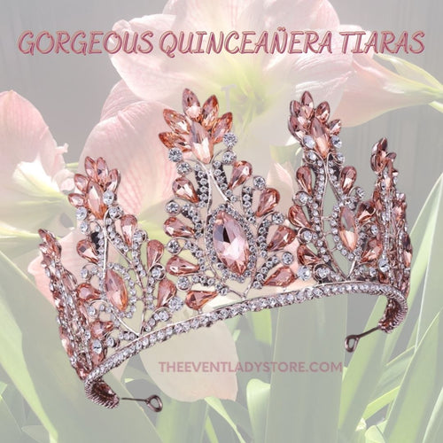 crystal tiaras for bride or quinceañeras in assorted colors