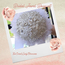 Load image into Gallery viewer, Tulle-Pearls and Silver Jewels Bridal Bouquet-for Bride or Bridesmaids at Wedding

