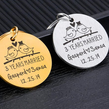 Load image into Gallery viewer, Years Married Anniversary Personalized Keychain-Customized with Name Date Key Ring Gift
