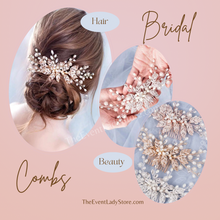Load image into Gallery viewer, gold bridal hair comb with leave design and pearls
