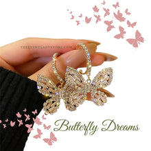 Load image into Gallery viewer, sparkly zircon crystal butterfly earrings
