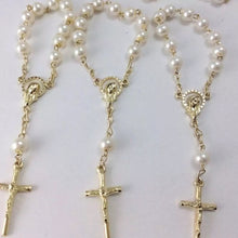 Load image into Gallery viewer, Mini Simulated Pearl and Silver Tone or Gold Tone Mini Rosary
