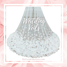 Load image into Gallery viewer, Cathedral One Layer Wedding Veil - Lace Appliqued Edge - Soft Tulle Designer Bridal Piece
