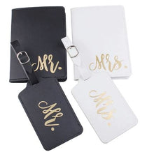 Load image into Gallery viewer, Mr and Mrs Luggage Tags - Passport Covers-Wallet Honeymoon Travel Gifts
