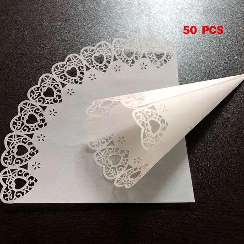 Lot of 50 pcs Laser Cut Confetti Cones to hold bridal birdseed, rice, candy or rose petals