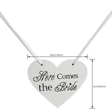 Load image into Gallery viewer, Wooden Handcrafted Heart Wedding Sign Here Comes the Bride- or They Lived Happily Ever After
