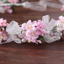 Load image into Gallery viewer, Spring Bridal Hair Wreath - Pearl and Flower Halo - Floral Crown
