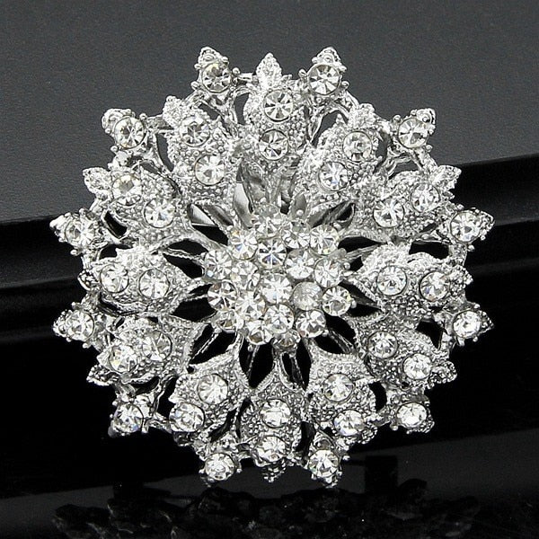 Classic Rhinestone Crystal Small Flower Brooch for Wedding Bouquet-Pin