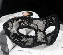 Load image into Gallery viewer, Black-Red-White- Elegant Lace Face Party Mask-Halloween-Party- Venetian-Theme Wedding
