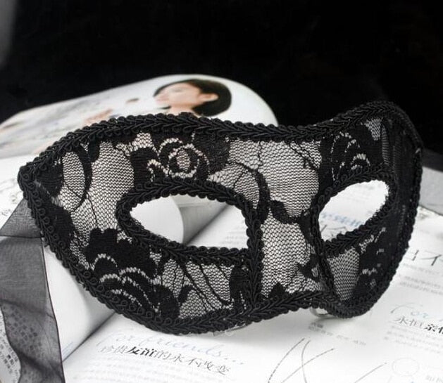 Black-Red-White- Elegant Lace Face Party Mask-Halloween-Party- Venetian-Theme Wedding