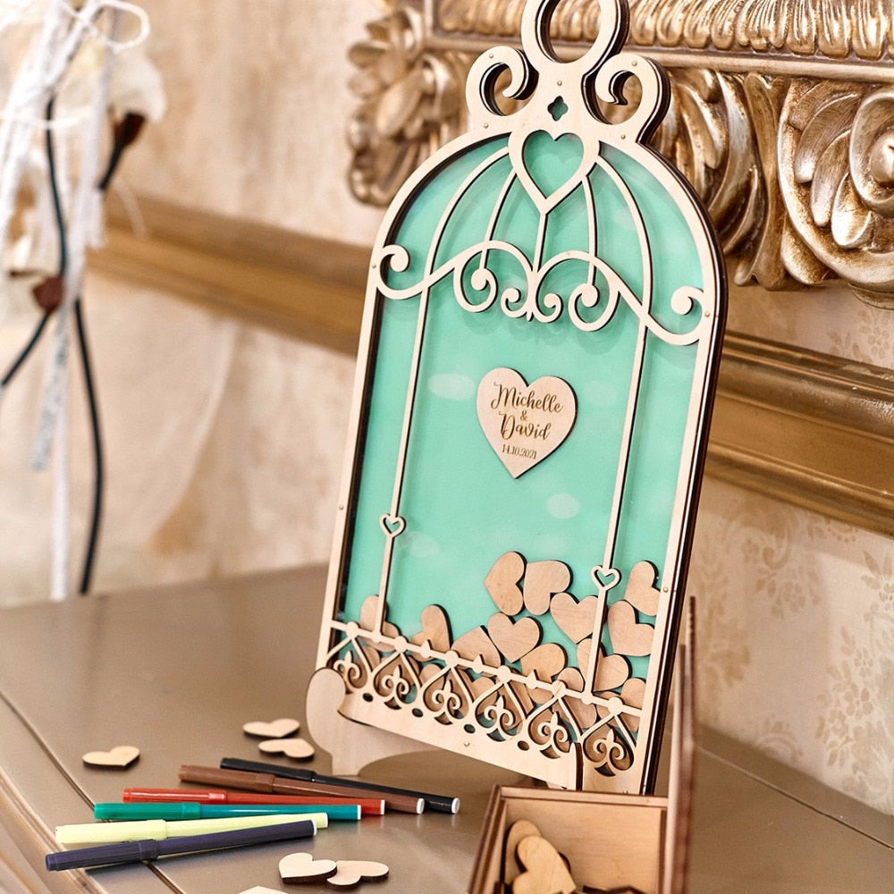Birdcage Love Bird Theme Wedding Wish Drop Box - A Guest Book Alternative