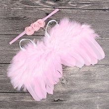 Load image into Gallery viewer, 2pcs/set Cute Newborn Angel Feather Wings with Baby Girl Rose Flower Headband Hair Accessories for Infant Photography Props

