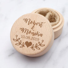 Load image into Gallery viewer, Personalized Wood Ring Box, Custom Engraving-Ring Pillow Alternative
