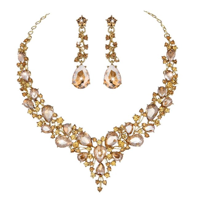 CC' Luxury Necklace & Earrings Set SS 16” Gold tone – justbeyoubynohra