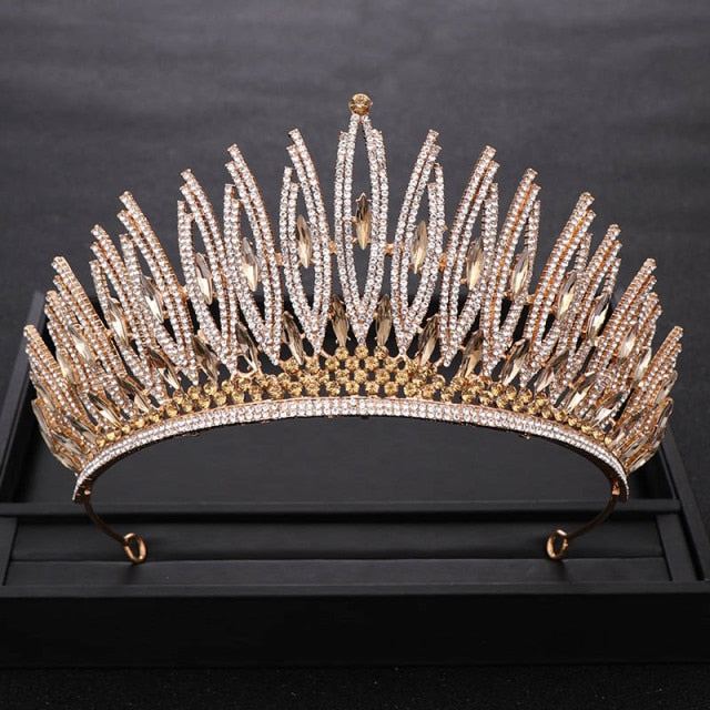 Your Majesty Rhinestone Crystal Gold or Silver Wedding Crown-Bridal Tiara-Hair Jewelry