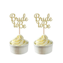 Load image into Gallery viewer, 10pcs Glitter Gold Silver Team Bride To Be Cup Cake Topper Bachelorette Party Bridal Shower Wedding Cake Decor
