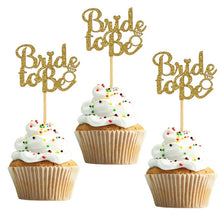 Load image into Gallery viewer, 10pcs Glitter Gold Silver Team Bride To Be Cup Cake Topper Bachelorette Party Bridal Shower Wedding Cake Decor

