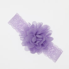 Load image into Gallery viewer, Lace Baby Headband with Chiffon Flower-Elastic Lace hairband - Infant - Toddler Girls Head Wear
