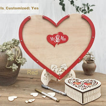Load image into Gallery viewer, Unique Bridal Decoration Rustic Heart Guest Book Option - Wedding Wishes Frame with Heart Box
