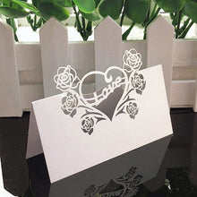 Load image into Gallery viewer, 50pcs White Lace Name Place Cards Wedding Decoration Table Decor Table Name Message Greeting Card Baby Shower Party Supplies
