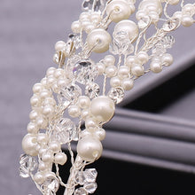 Load image into Gallery viewer, White Dreamy Pearl Crystal Rhinestone Handmade Wedding Headband-Crown
